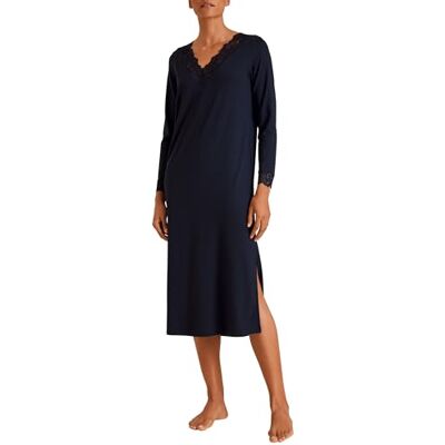 CALIDA Elegant Dreams nachthemd voor dames, lange mouwen, lengte 120 cm, Donkerblauw (Lapis Blue), 44-46 CALIDA Elegant Dreams nachthemd voor dames, lange mouwen, lengte 120 cm, Donkerblauw (Lapis Blue), 44-46