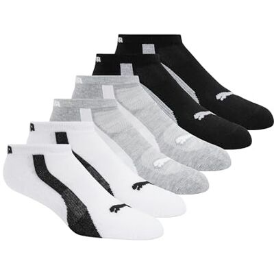 PUMA Women's 6 Pack Runner Socks, Grey White Black, 9-11 PUMA Women's 6 Pack Runner Socks, Grey White Black, 9-11