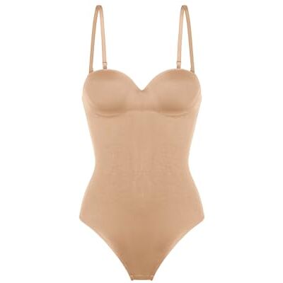 DORINA Sublime Sculpt Body voor dames, dun, gevoerd, gemiddelde controle, verborgen bedrading, draadloos, afneembare en verstelbare bandjes, drukopening, beige, Beige, 95E DORINA Sublime Sculpt Body voor dames, dun, gevoerd, gemiddelde controle, verborgen bedrading, draadloos, afneembare en verstelbare bandjes, drukopening, beige, Beige, 95E