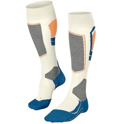 FALKE Dames Skisokken SK4 Advanced W Kh wol functioneel materiaal warm dun 1 paar, Wit Offwhite-Neon Red 2048-O, 35-36 FALKE Dames Skisokken SK4 Advanced W Kh wol functioneel materiaal warm dun 1 paar, Wit Offwhite-Neon Red 2048-O, 35-36