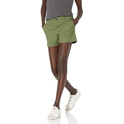 Amazon Essentials Dames Mid-Rise Slim-Fit 3,5 Inch Binnenbeenlengte Khaki Short, Olijf, 16 Amazon Essentials Dames Mid-Rise Slim-Fit 3,5 Inch Binnenbeenlengte Khaki Short, Olijf, 16