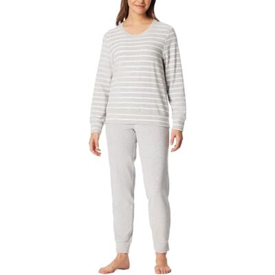 Schiesser Damespyjama, lang, badstof, warm, behaaglijk, feel-good-nachtkleding, Zilvergrijs-gemêleerd 181968, 42 Schiesser Damespyjama, lang, badstof, warm, behaaglijk, feel-good-nachtkleding, Zilvergrijs-gemêleerd 181968, 42