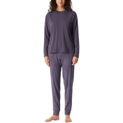 Schiesser Damespyjama, lange loungewear-selectie, premium warme pyjamaset, Indigo_181990, 38 Schiesser Damespyjama, lange loungewear-selectie, premium warme pyjamaset, Indigo_181990, 38