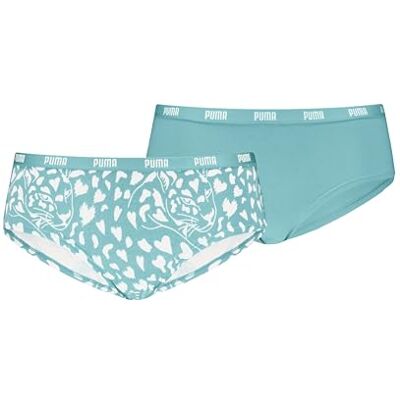 PUMA Dames bedrukte hipster (verpakking van 2), munt, XS PUMA Dames bedrukte hipster (verpakking van 2), munt, XS