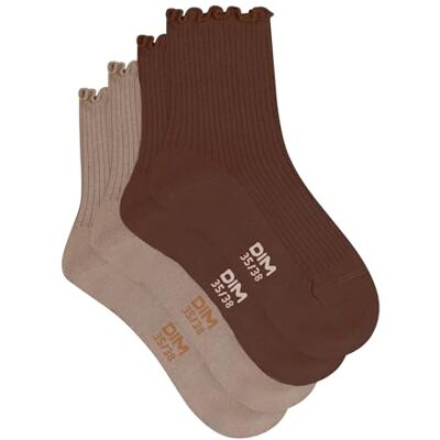 DIM Modal damessokken met ruches, 2 stuks DIM Modal damessokken met ruches, 2 stuks