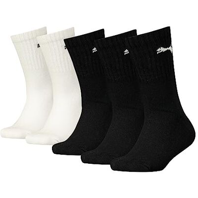 PUMA Uniseks crew sokken voor kinderen (set van 5), zwart/wit, 31-34 PUMA Uniseks crew sokken voor kinderen (set van 5), zwart/wit, 31-34
