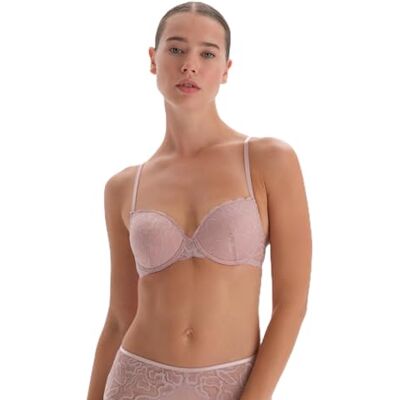 Dagi Dames Geometrische Thin Strap Underwire Push-up Bra, Zacht roze., 80B Dagi Dames Geometrische Thin Strap Underwire Push-up Bra, Zacht roze., 80B