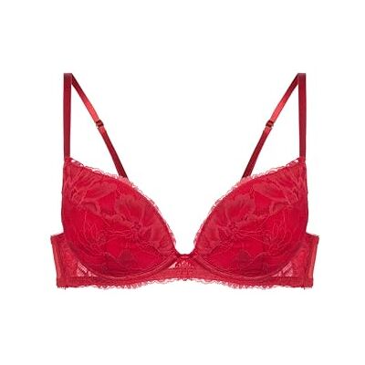 DORINA Perfect Lace Padded Plunge beha voor dames, rood, maat 80D, zacht, ademend, comfort voor elke dag DORINA Perfect Lace Padded Plunge beha voor dames, rood, maat 80D, zacht, ademend, comfort voor elke dag