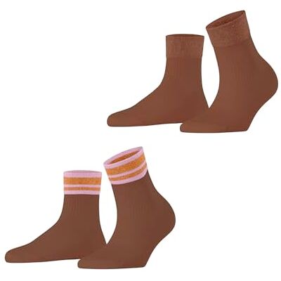 ESPRIT Dames Sokken Retro Glitter Multipack W Sso katoen gedessineerd 2 paar, Bruin Rosewood 5225, 35-38 ESPRIT Dames Sokken Retro Glitter Multipack W Sso katoen gedessineerd 2 paar, Bruin Rosewood 5225, 35-38