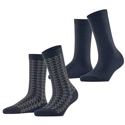 ESPRIT Dames Sokken Pepita Pattern Multipack W So katoen gedessineerd 2 paar, Blauw Space Blue 6116, 35-38 ESPRIT Dames Sokken Pepita Pattern Multipack W So katoen gedessineerd 2 paar, Blauw Space Blue 6116, 35-38
