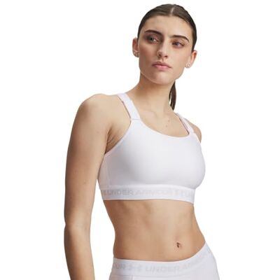 UNDER ARMOUR HeatGear High Bh's Topjes Wit/Halo Grijs Maat: LG UNDER ARMOUR HeatGear High Bh's Topjes Wit/Halo Grijs Maat: LG