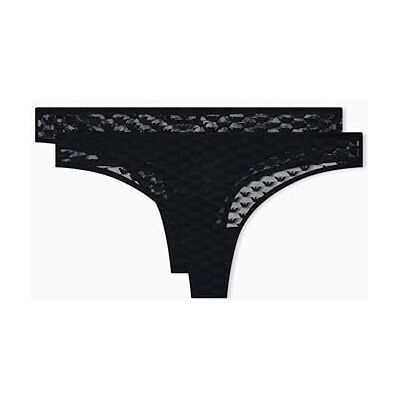 Giorgio Armani Dames Allover Eagle MESH 2-Pack String Slipje, Zwart, S, Zwart, S Giorgio Armani Dames Allover Eagle MESH 2-Pack String Slipje, Zwart, S, Zwart, S