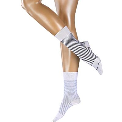 ESPRIT Sokken Fine Stripe 2-pack katoen dames zwart wit vele andere kleuren versterkte damessokken met patroon ademend gestreept bont dun in multipack 2 paar, wit (white 2000), 35-38 ESPRIT Sokken Fine Stripe 2-pack katoen dames zwart wit vele andere kleuren versterkte damessokken met patroon ademend gestreept bont dun in multipack 2 paar, wit (white 2000), 35-38