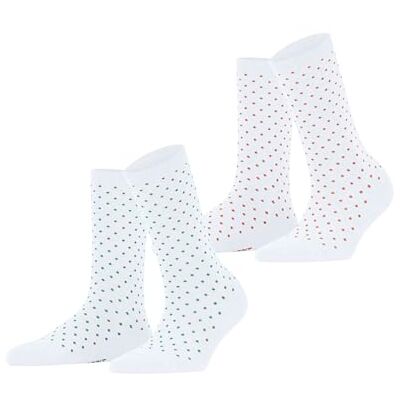 ESPRIT Dames Sokken Fine Dot Multipack W So katoen gedessineerd 2 paar, Veelkleurig Weiß 0030, 39-42 ESPRIT Dames Sokken Fine Dot Multipack W So katoen gedessineerd 2 paar, Veelkleurig Weiß 0030, 39-42