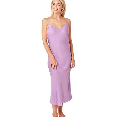 Indigo Sky Samsara Lange Satijnen Chemise Nachthemd, Lavendel, 38-40 Indigo Sky Samsara Lange Satijnen Chemise Nachthemd, Lavendel, 38-40