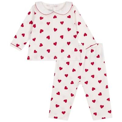 Petit Bateau 2-delige babypyjama met hartjesprint Petit Bateau 2-delige babypyjama met hartjesprint