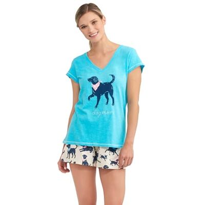 Little Blue House Hatley Dames V-hals Tee pyjama Top Little Blue House Hatley Dames V-hals Tee pyjama Top