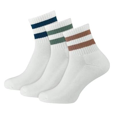 Nur Die Unisex korte sportsokken 3-pack – enkelhoge tennissokken van katoen (74%) – gevoerde zool, retro design sokken, Meerkleurig, 35/38 EU Nur Die Unisex korte sportsokken 3-pack – enkelhoge tennissokken van katoen (74%) – gevoerde zool, retro design sokken, Meerkleurig, 35/38 EU