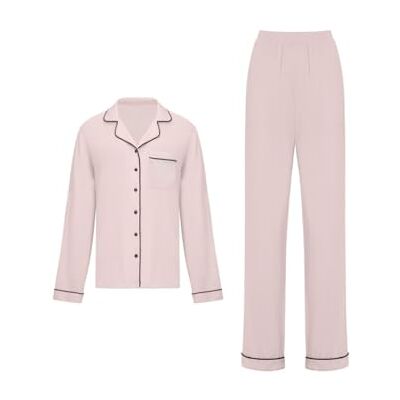 DORINA Charli-Top_Bottom Charli pyjamaset – zachte viscose jersey-stof, piping details, top met lange mouwen en broek, roze, L, Roze/Roze, L DORINA Charli-Top_Bottom Charli pyjamaset – zachte viscose jersey-stof, piping details, top met lange mouwen en broek, roze, L, Roze/Roze, L