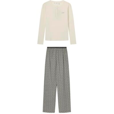 women'secret Lange damespyjama Daily Frosted, Grijs, XXL women'secret Lange damespyjama Daily Frosted, Grijs, XXL