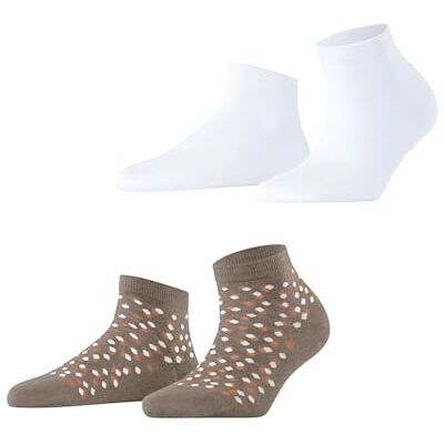 ESPRIT Dames Sokken Eclipse Dots Multipack W Sn katoen gedessineerd 2 paar, Veelkleurig Nutmeg Melange White 0010, 35-38 ESPRIT Dames Sokken Eclipse Dots Multipack W Sn katoen gedessineerd 2 paar, Veelkleurig Nutmeg Melange White 0010, 35-38