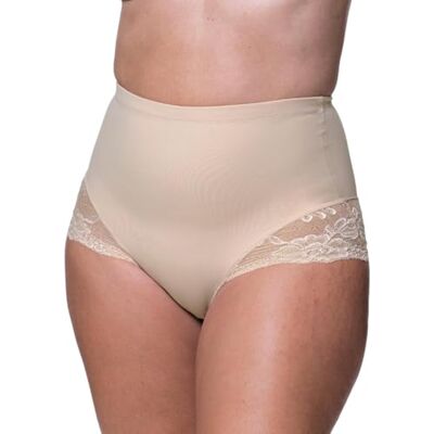 DORINA Brigitte-D Shapewear voor dames, middelhoge taille, buikcontrole, bloemenkant, medium grip, beige, Beige, S DORINA Brigitte-D Shapewear voor dames, middelhoge taille, buikcontrole, bloemenkant, medium grip, beige, Beige, S