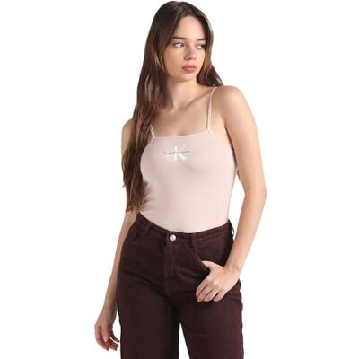 Calvin Jeans Vrouwen Bodysuit Stretch Katoen, Sepia Roos, XL Calvin Jeans Vrouwen Bodysuit Stretch Katoen, Sepia Roos, XL