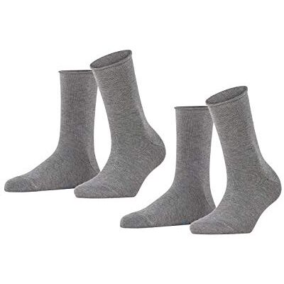 FALKE dames Happy 2-Pack sokken admend katoen verstevigde damessokken met een drukvrije rolrand een allrounder voor zakelijk gebruik en dagelijks leven effen in multipack 2 paar FALKE dames Happy 2-Pack sokken admend katoen verstevigde damessokken met een drukvrije rolrand een allrounder voor zakelijk gebruik en dagelijks leven effen in multipack 2 paar