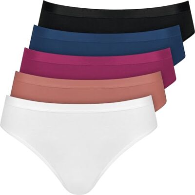 Nur Die Set van 5 mini-slips, meerkleurig van katoen, stretch, ondergoed, onderbroeken, basic, multipack voor dames Nur Die Set van 5 mini-slips, meerkleurig van katoen, stretch, ondergoed, onderbroeken, basic, multipack voor dames