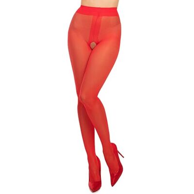 GLAMORY Ouvert 20 panty met open kruis-rood-40-42 GLAMORY Ouvert 20 panty met open kruis-rood-40-42