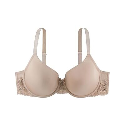 DORINA Adele Demi Beha voor dames, lichte bekleding en ondersteuning met beugels, microstof met bloemenkant, verstelbare bandjes, satijnen strik met diamanthanger, nude, Naakt, 115D DORINA Adele Demi Beha voor dames, lichte bekleding en ondersteuning met beugels, microstof met bloemenkant, verstelbare bandjes, satijnen strik met diamanthanger, nude, Naakt, 115D
