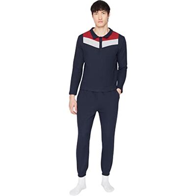 Trendyol Dames Man Colorblock Knit Pyjama Set, Marineblauw, L (Pack van 2), marineblauw, L Trendyol Dames Man Colorblock Knit Pyjama Set, Marineblauw, L (Pack van 2), marineblauw, L