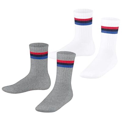 ESPRIT Uniseks-kind Sokken Tennis Stripe Multipack K So katoen gedessineerd 2 paar, Veelkleurig Mid Grey White 0050, 27-30 ESPRIT Uniseks-kind Sokken Tennis Stripe Multipack K So katoen gedessineerd 2 paar, Veelkleurig Mid Grey White 0050, 27-30