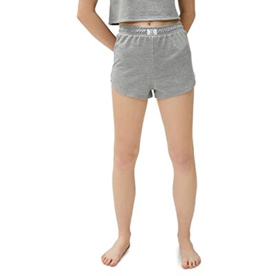 Koton Dames Tag Detail Elastische Waist Pajama Bottom Shorts, Grijs Melange (Grm), S Koton Dames Tag Detail Elastische Waist Pajama Bottom Shorts, Grijs Melange (Grm), S