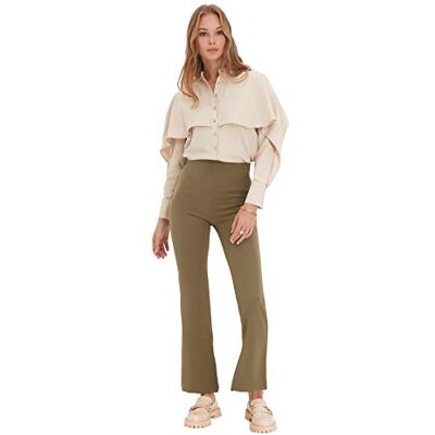 Trendyol Open Khaki Kleine High Certain Pants Dames Shorts, Licht Khaki., 38 Trendyol Open Khaki Kleine High Certain Pants Dames Shorts, Licht Khaki., 38