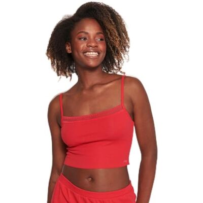 Sloggi Dames Go Ribbed Crop Top Pyjamabopje, campari, M Sloggi Dames Go Ribbed Crop Top Pyjamabopje, campari, M