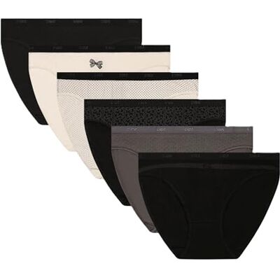 DIM Damesslip, katoen, stretch, 6 stuks, Set zwart logo/set zwarte strik, S DIM Damesslip, katoen, stretch, 6 stuks, Set zwart logo/set zwarte strik, S