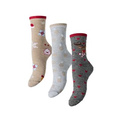 PIECES Pcjingle Xmas Glitter Sokken 3-Pack Bc, lichtgrijs gem., One size PIECES Pcjingle Xmas Glitter Sokken 3-Pack Bc, lichtgrijs gem., One size
