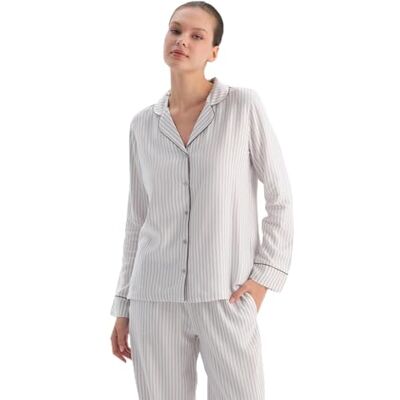 Dagi Dames Wit Gestreept Viscose Woven Shirt, 36, wit, 36 Dagi Dames Wit Gestreept Viscose Woven Shirt, 36, wit, 36