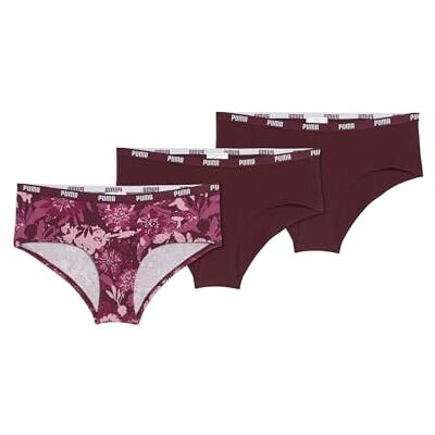 PUMA Dames bedrukte hipster slips (verpakking van 3), Ruby Combo, XS PUMA Dames bedrukte hipster slips (verpakking van 3), Ruby Combo, XS