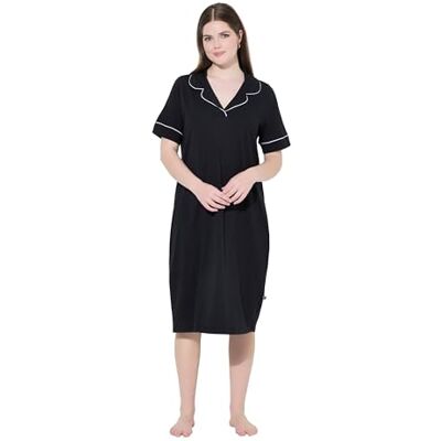 Ulla Popken gs1 data protected company 4069787000005 Nachthemd voor dames, sierbiezen, reverskraag, halve mouw, zwart, maat 42, zwart, 42 Ulla Popken gs1 data protected company 4069787000005 Nachthemd voor dames, sierbiezen, reverskraag, halve mouw, zwart, maat 42, zwart, 42