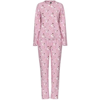 PIECES Pcnaya Xmas Ls Nightwear Set JRS, Pink-a-boo, S PIECES Pcnaya Xmas Ls Nightwear Set JRS, Pink-a-boo, S