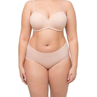 Ulla Popken , Dames, grote maten, maxi-slip met mesh-inzetstuk, champagne, 62/64 Ulla Popken , Dames, grote maten, maxi-slip met mesh-inzetstuk, champagne, 62/64