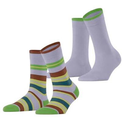 ESPRIT Dames Sokken Retro Stripe Multipack W So katoen gedessineerd 2 paar, Blauw Blue Fog 6850, 39-42 ESPRIT Dames Sokken Retro Stripe Multipack W So katoen gedessineerd 2 paar, Blauw Blue Fog 6850, 39-42