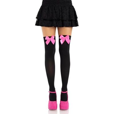 Leg Avenue Damen Thigh Highs-625522043 Strumpfhose, Schwarz/Neon Rosa, Einheitsgröße EU Leg Avenue Damen Thigh Highs-625522043 Strumpfhose, Schwarz/Neon Rosa, Einheitsgröße EU