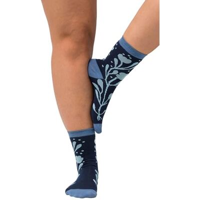 Ulla Popken dames bloemen kousen, blauw, 43/46 EU Ulla Popken dames bloemen kousen, blauw, 43/46 EU
