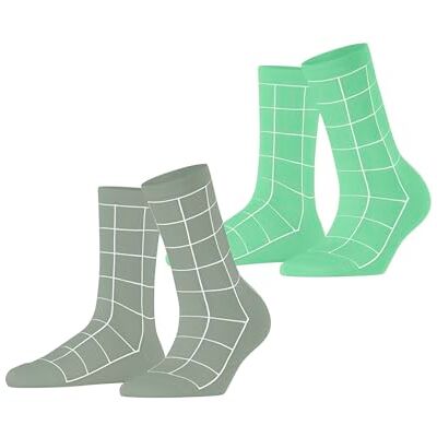 ESPRIT Dames Sokken Sketched Grid Multipack W So katoen gedessineerd 2 paar, Veelkleurig Green Grey 0030, 35-38 ESPRIT Dames Sokken Sketched Grid Multipack W So katoen gedessineerd 2 paar, Veelkleurig Green Grey 0030, 35-38