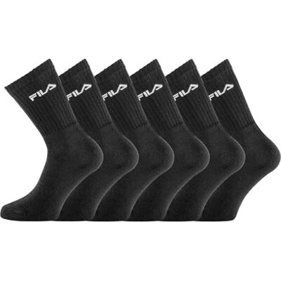 FILA Sokken Heren en Dames 35-38, Katoen Gerecycled Set van 6, Zwart Uniseks, Volwassenen, Hoge Sokken, Ideaal voor sportsneakers, Tussenseizoen/Winter, Dik, Stretch, 6 Paar FILA Sokken Heren en Dames 35-38, Katoen Gerecycled Set van 6, Zwart Uniseks, Volwassenen, Hoge Sokken, Ideaal voor sportsneakers, Tussenseizoen/Winter, Dik, Stretch, 6 Paar