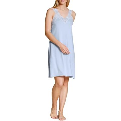 CALIDA Elegant Dreams nachthemd voor dames, lengte 95 cm, babydoll met V-hals, zacht en vloeiend, Harmony Blauw, 36-38 CALIDA Elegant Dreams nachthemd voor dames, lengte 95 cm, babydoll met V-hals, zacht en vloeiend, Harmony Blauw, 36-38