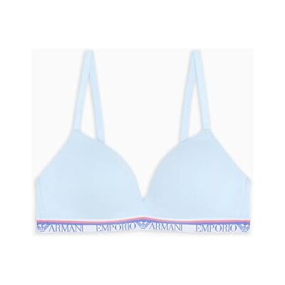 Giorgio Armani Vrouw Logo Band Gewatteerde Driehoek BH Blauw L, Lichtblauw, L Giorgio Armani Vrouw Logo Band Gewatteerde Driehoek BH Blauw L, Lichtblauw, L